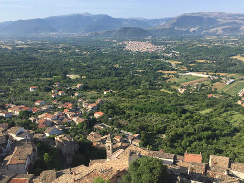 The stunning view from the castle in Roccacasale to the valley below.